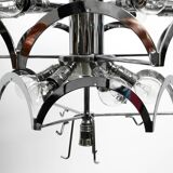 Large original 1960s large chrome metal and glass disc ceiling chandelier