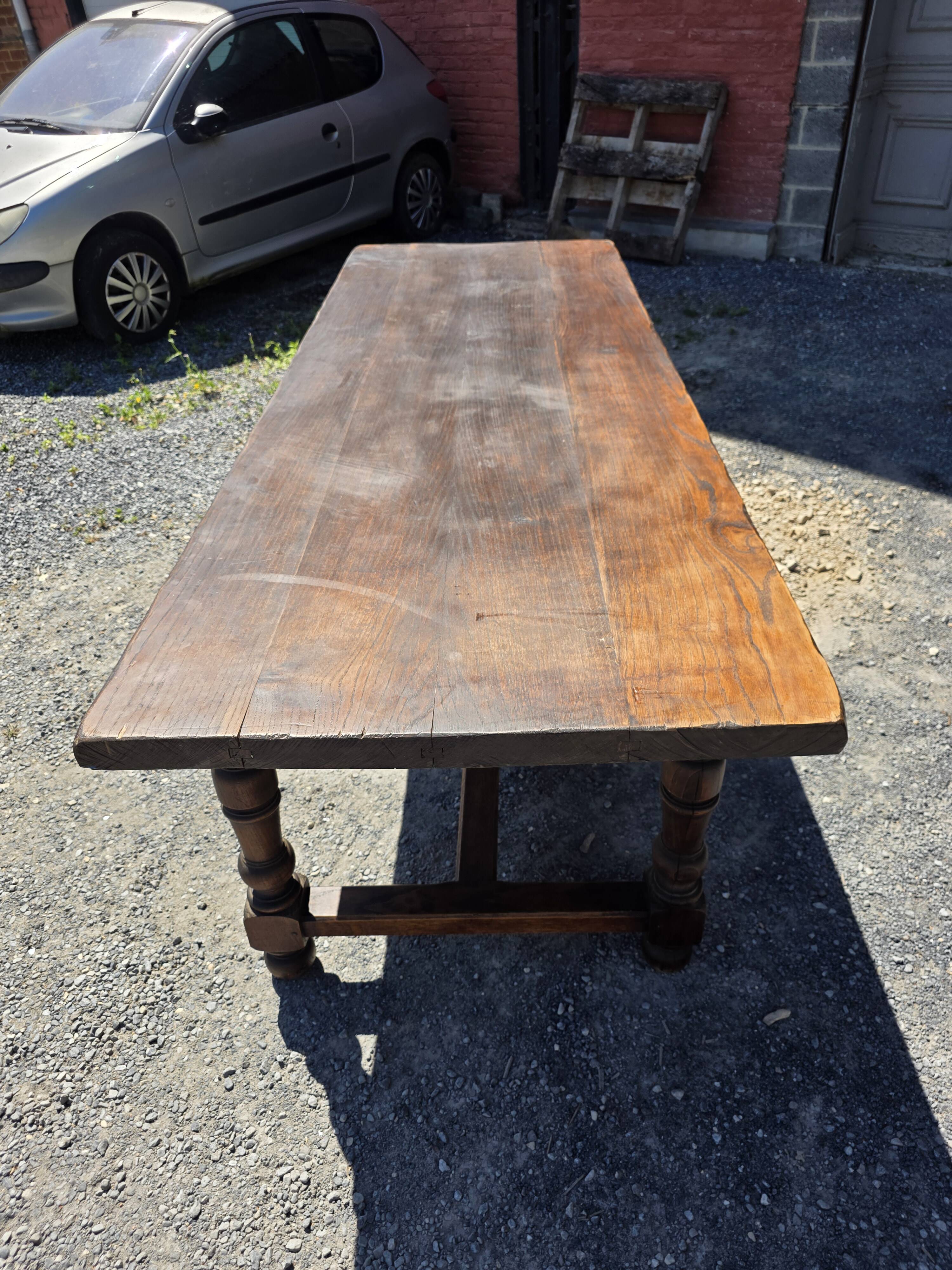 Table de ferme en chêne massif,  250 × 87cm
