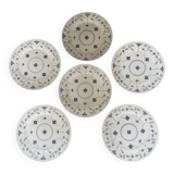 6 flat plates in English porcelain