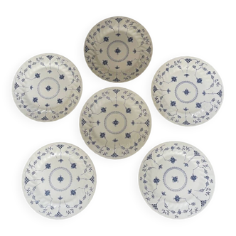 6 flat plates in English porcelain