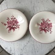 Duo de plats de service longchamp roses années 30-40
