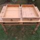 Antique Louis Philippe style desk table in cherry wood with 2 drawers