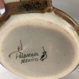 Ceramic mug vase Mexican craftsmanship signed bird flower