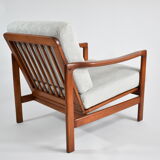 Original scandinavian armchair 60s, designer Z. Baczyk, delicate grey color, teak wood