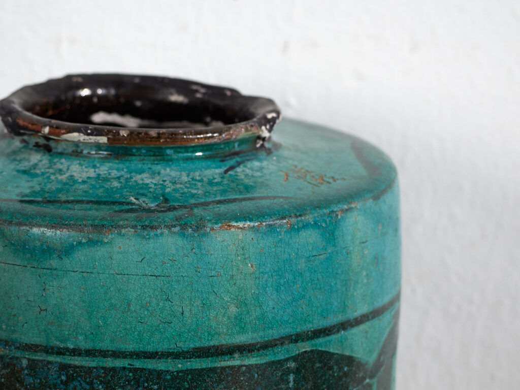 Large ancient turquoise green vase (circa 1820) #30