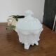 White opaline bonbonnière with floral decoration