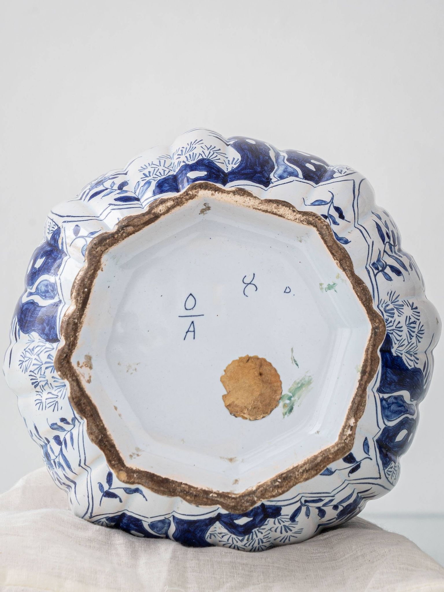Antique Delft Style Blue and White Ceramic Table Lamp by Samson, circa 1880-1910