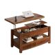 Vintage Lift-Top Coffee Table with Drawers, Hidden Storage & Laptop Stand, Convertible Coffee Table