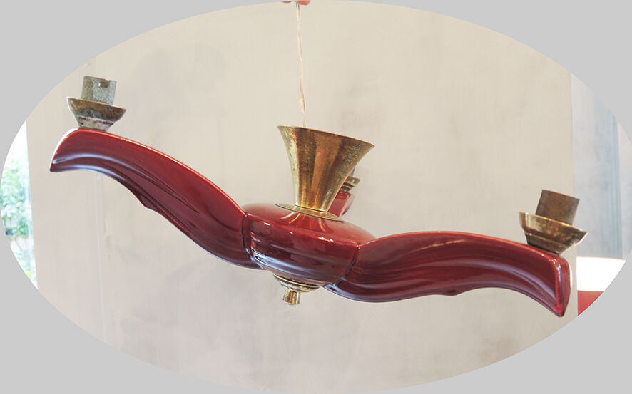 Ancient lustre and art deco style red ceramics