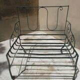 Pair of iron garden chairs forge