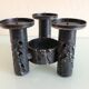 Brutalist candle holder tripod in black metal / vintage 60s-70s