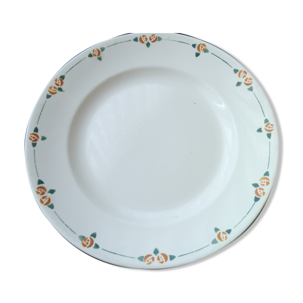Plat rond creux en faïence Léon Graves Art Nouveau
