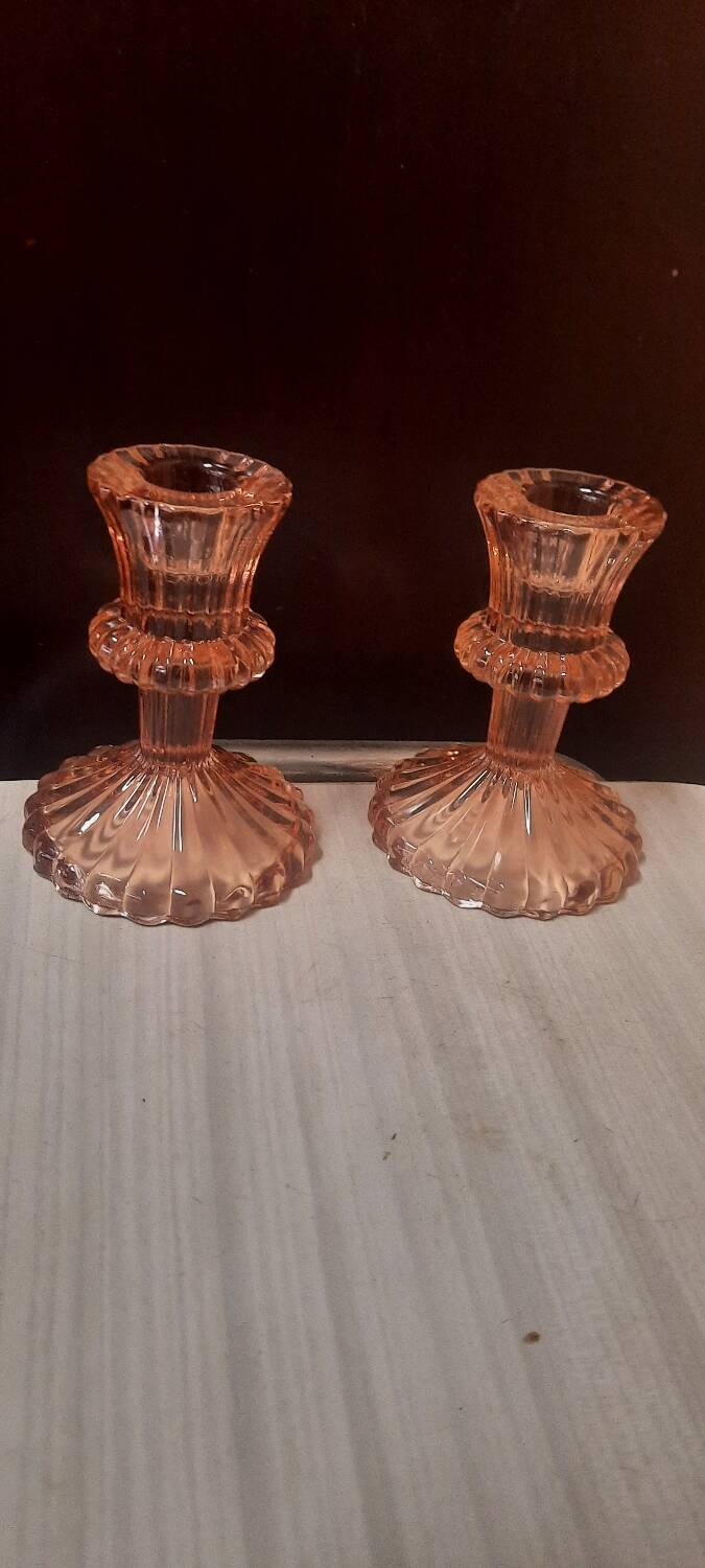 Pair of glass candlesticks