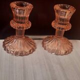 Pair of glass candlesticks