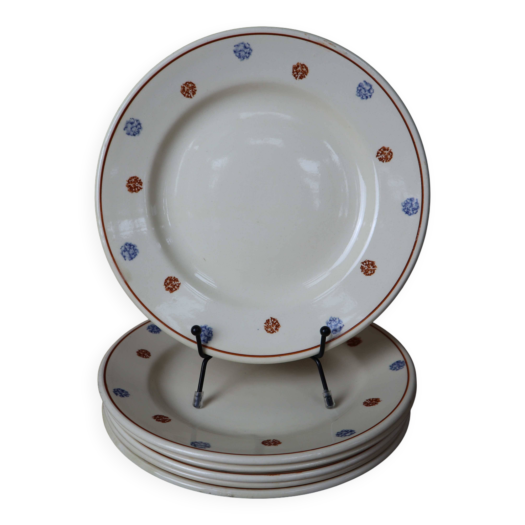 6 old flat plates from Sarreguemines