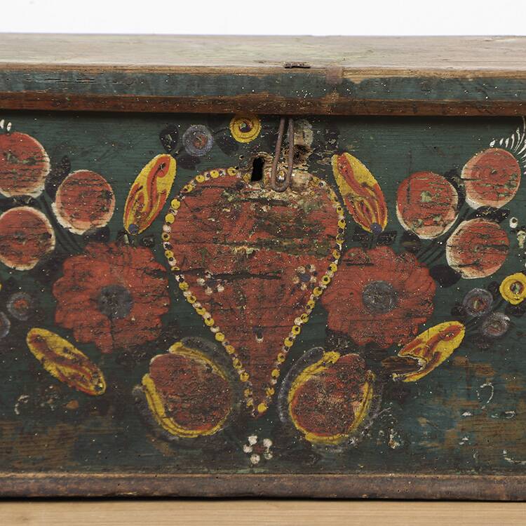 Folk art painted bridal chest