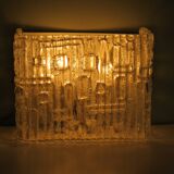Brutalist wall lamp in iced glass, 1970