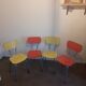 Set of 4 yellow and red formica chairs