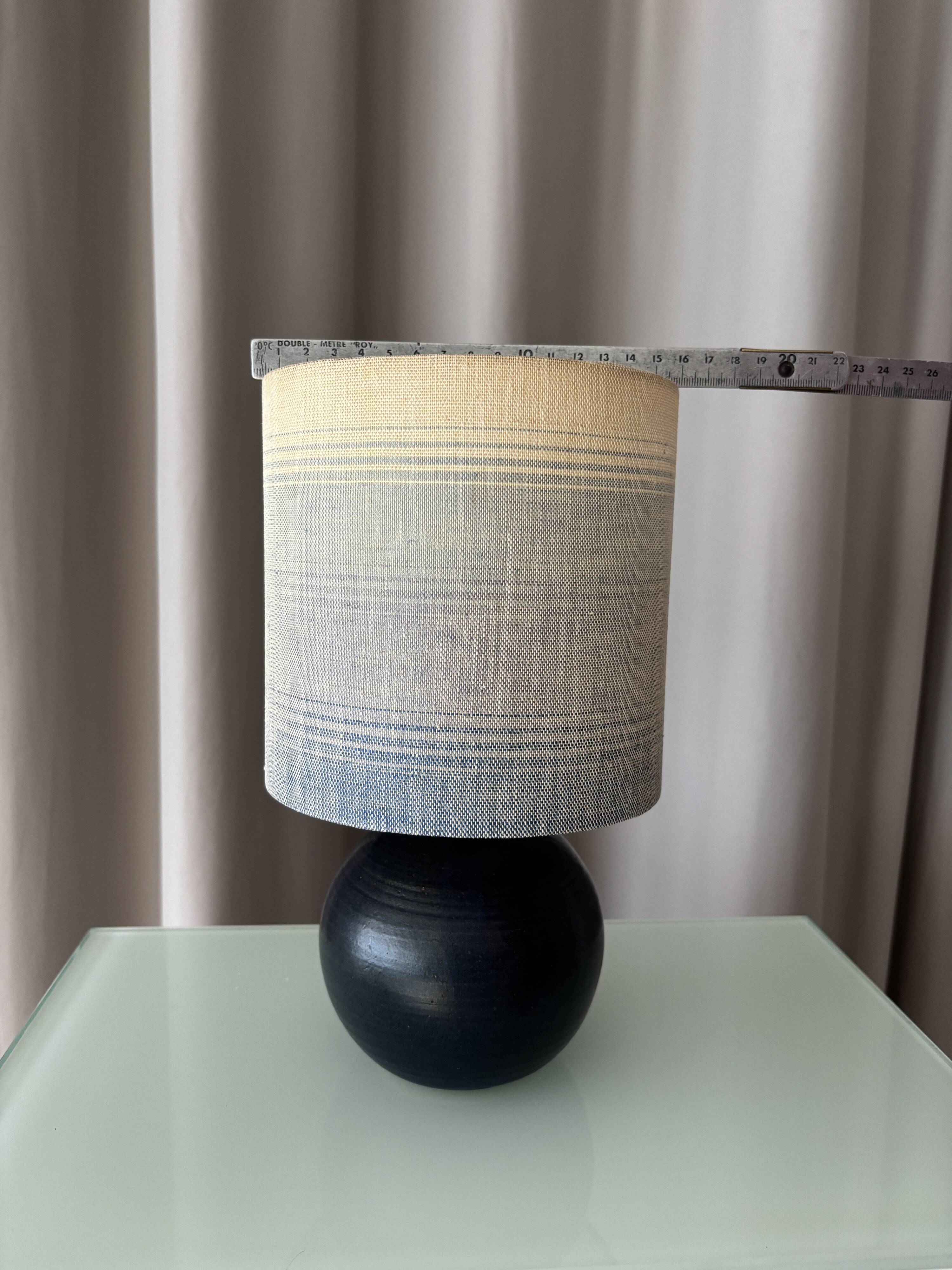 Vintage Mid-Century Studio Pottery Table Lamp – Signed JM – Blue Stoneware