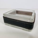 bowl empty pockets in glass with saddle-stitched leather