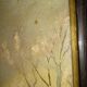 Old framed painting, oil "Wood under the snow", signed