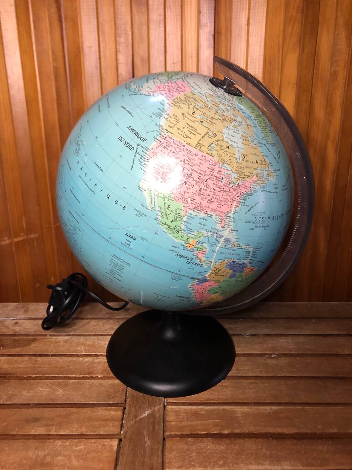 Old world map terrestrial globe sudime météore made in france vintage