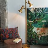 Floor lamp golden brass spots 70s