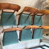 6 beech and teak chairs - Denmark 1940s