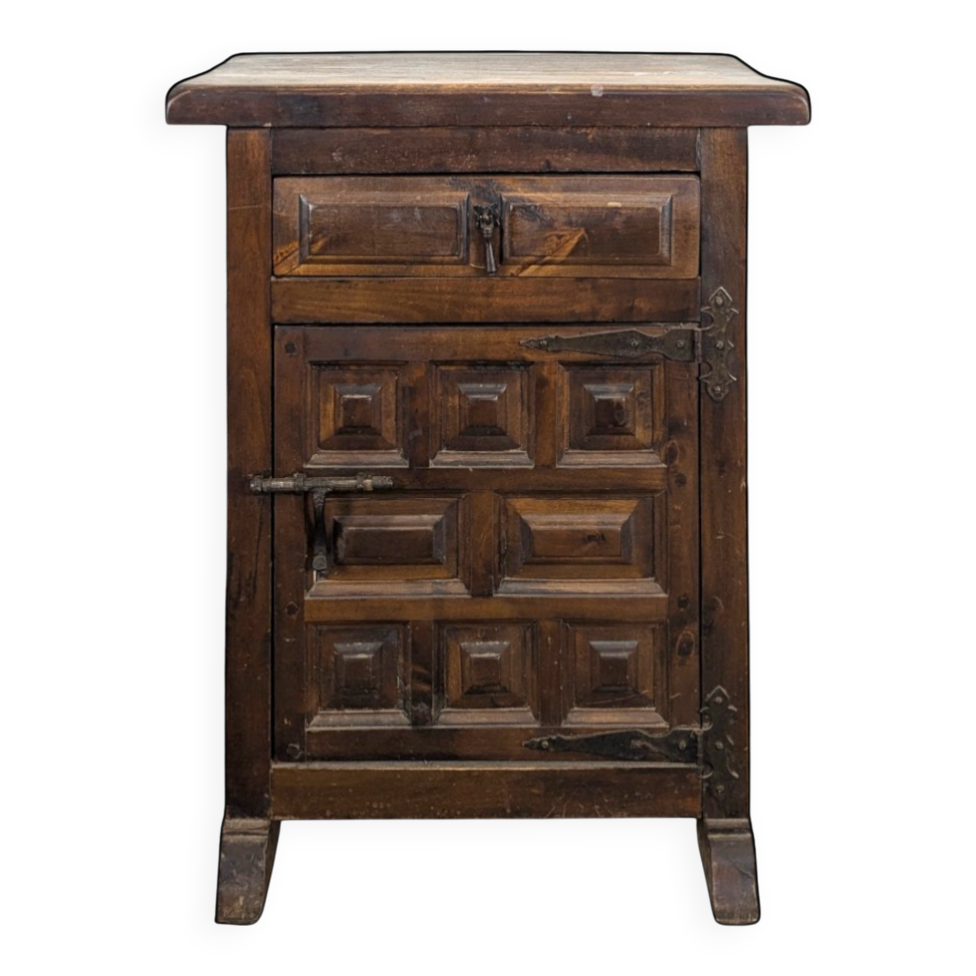 Spanish-style bedside table in natural wood