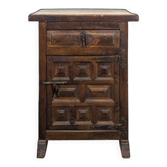 Spanish-style bedside table in natural wood