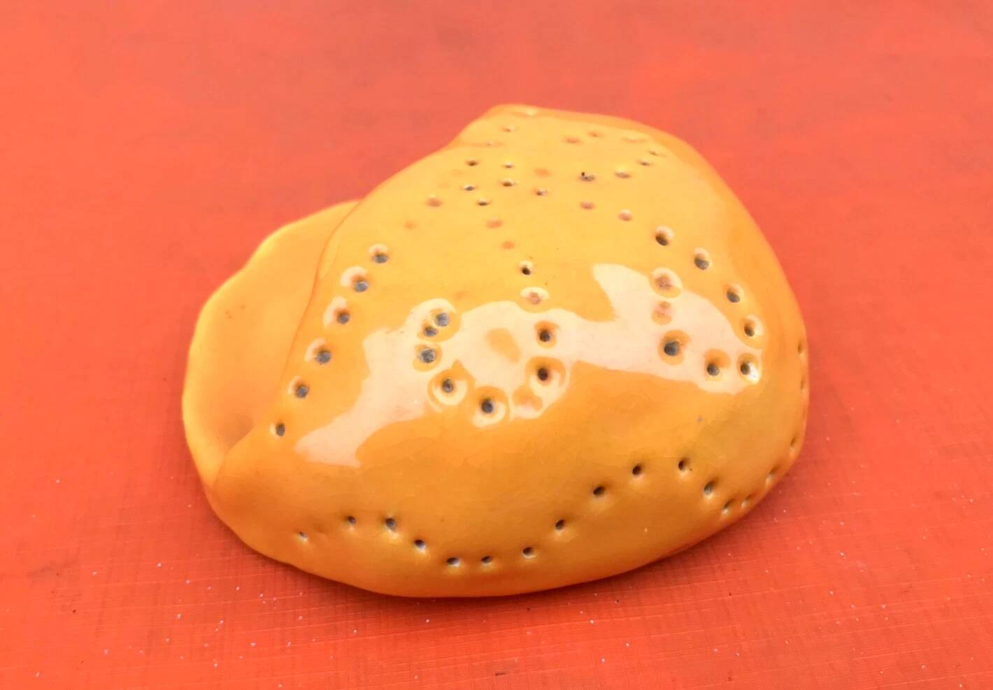 Salt dish yellow glazed ceramic