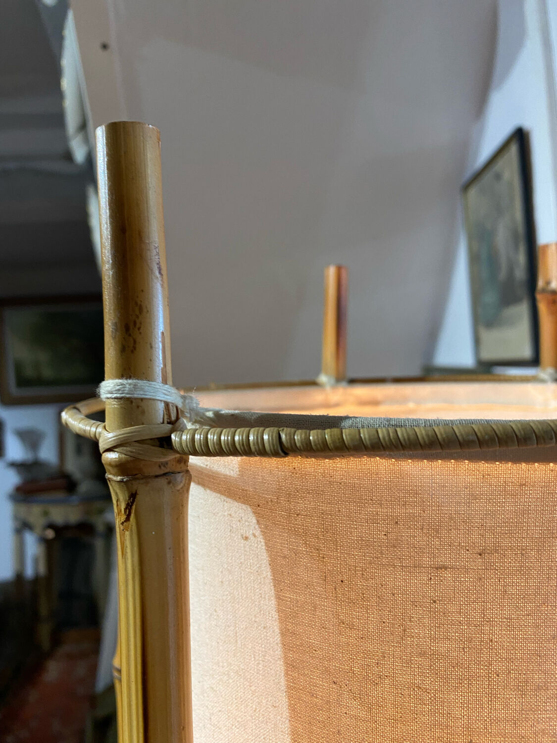 Lampe bambou vintage année 60
