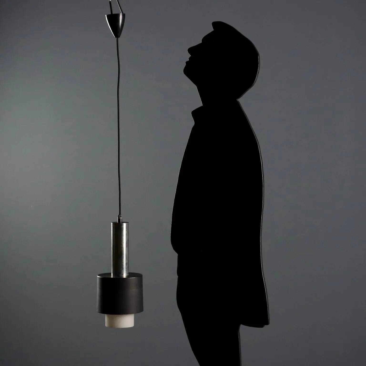 Vintage aluminium and glass chandelier, design, Italy, 1960s