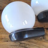 Pair of RZB Leuchten opaline globe wall lights