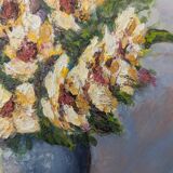 Bouquet of flowers, oil on cardboard