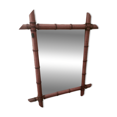 Miroir circa 1950 en imitation bambou