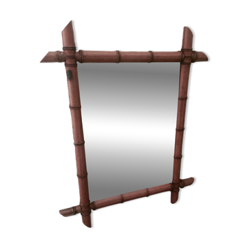 Miroir circa 1950 en imitation bambou