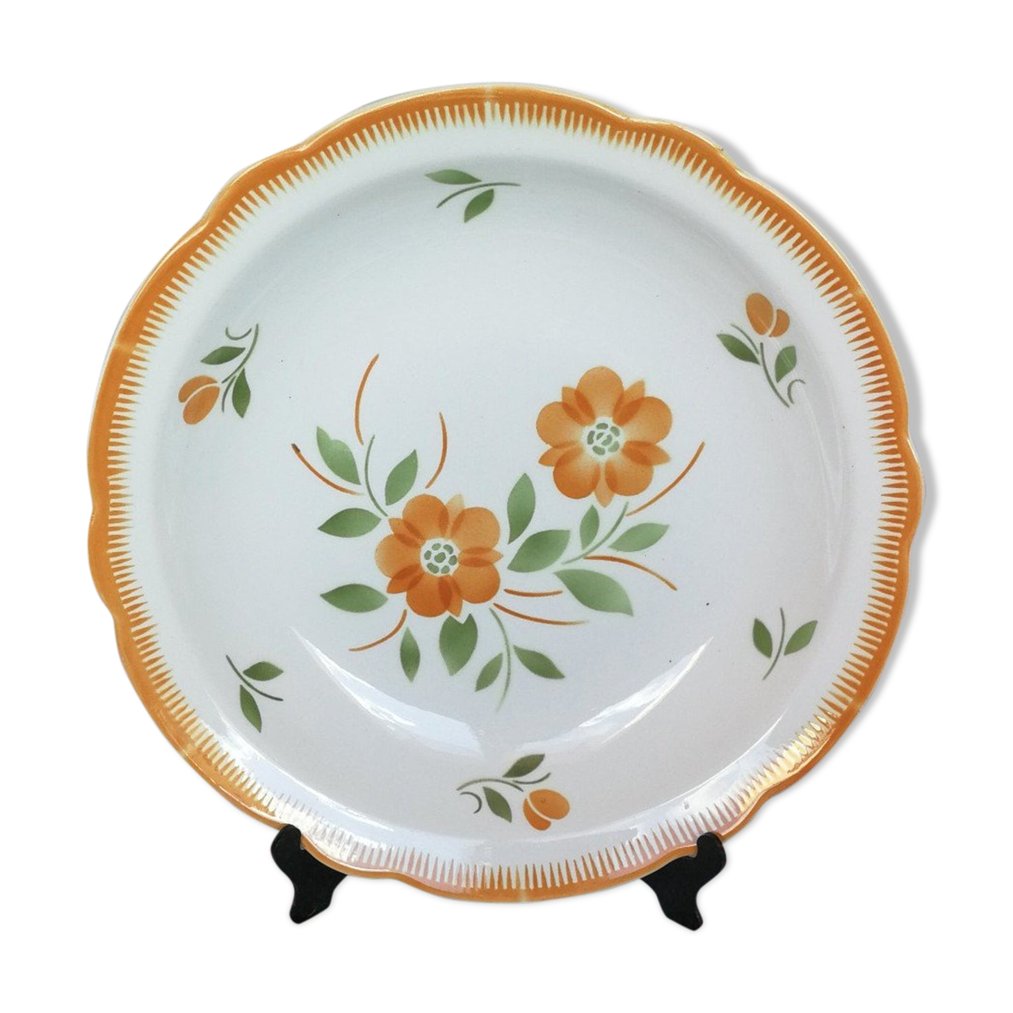 Big Dish Old Hollow Badonviller Orange Flowers