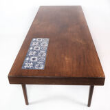 Coffee table in rosewood with blue tiles by Johannes Andersen and Silkeborg Furniture, 1960s