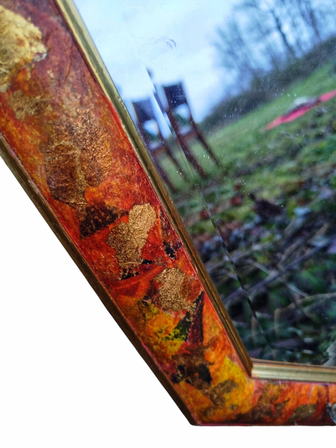 Bevelled octagonal mirror from the 1980s.