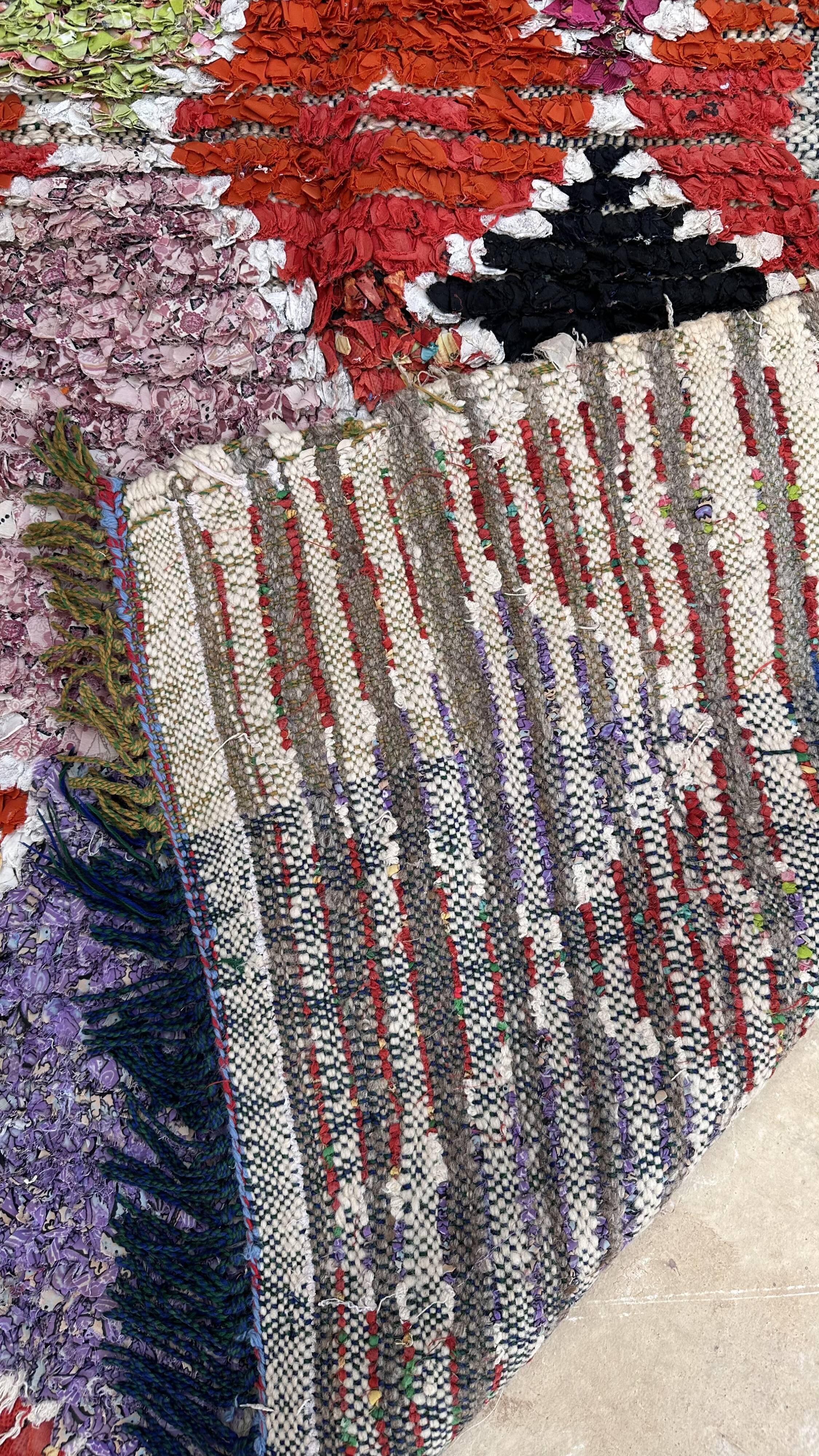 Colorful Boucherouite Berber rug - 140 x 167 cm