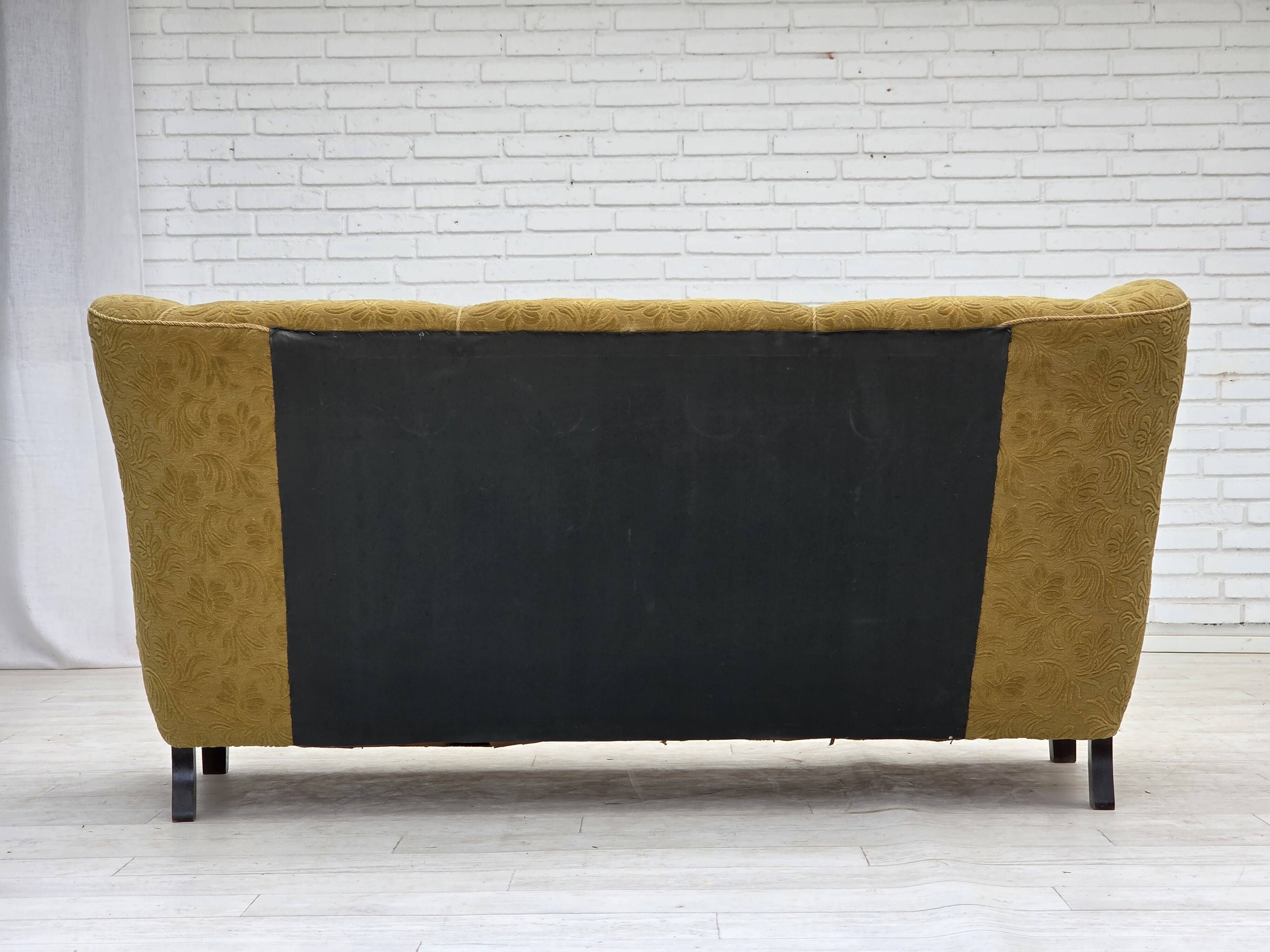 1960s, Danish 3-seater sofa, original condition, wool/cotton fabric.
