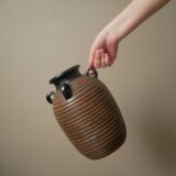 Vase with handles in vintage ceramic handmade pottery tribal ethnic decoration