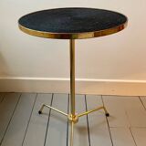Vintage tripod pedestal table in gold metal
