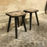 Paire de tabourets art populaire