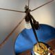 Italian design lamp in silver and gold ceramic. 1970s.