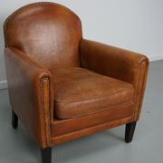 Vintage Dutch leather club chair in cognac color