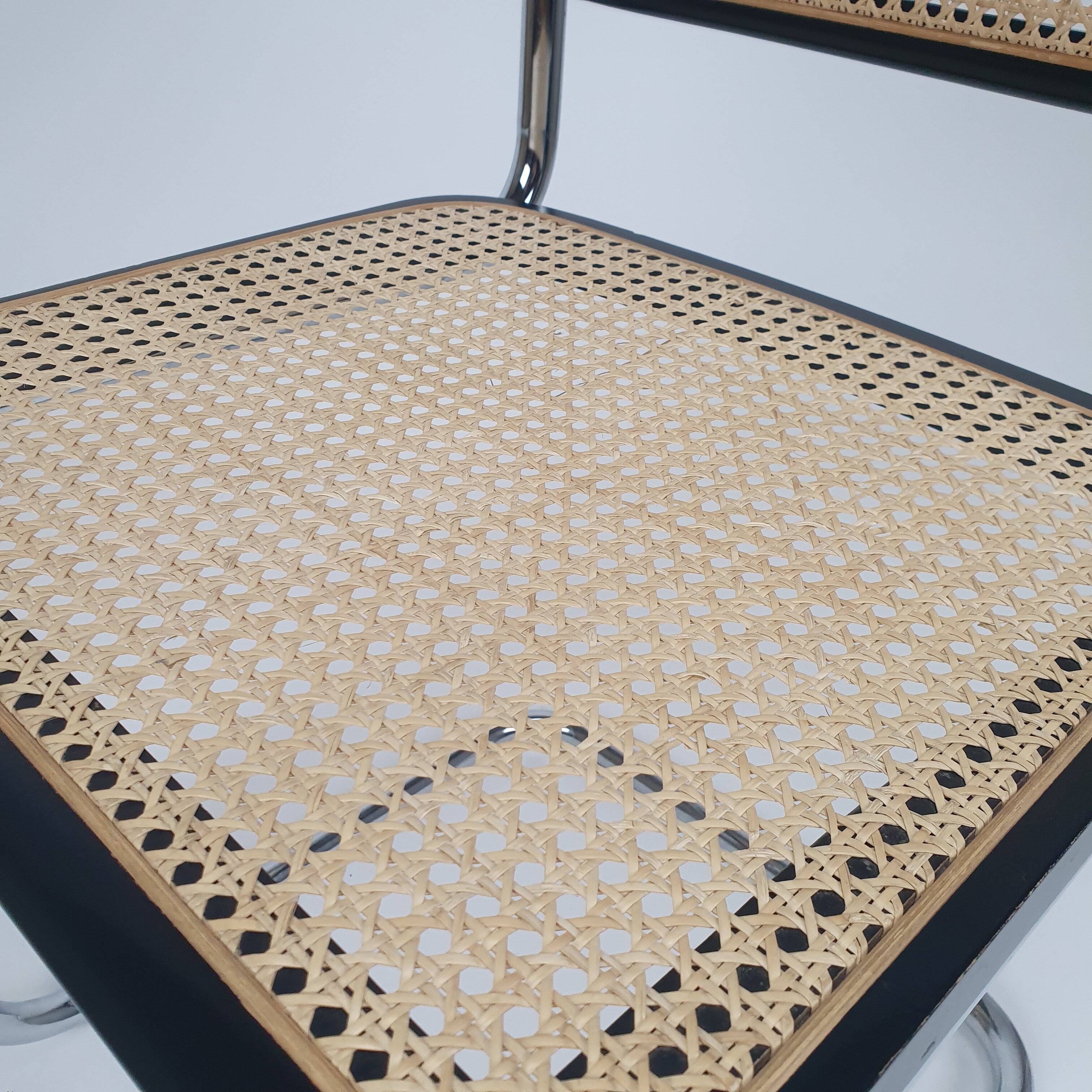 4 tubular frame and cane cantilever dining chairs by Marcel Breuer, Italy, 1970s