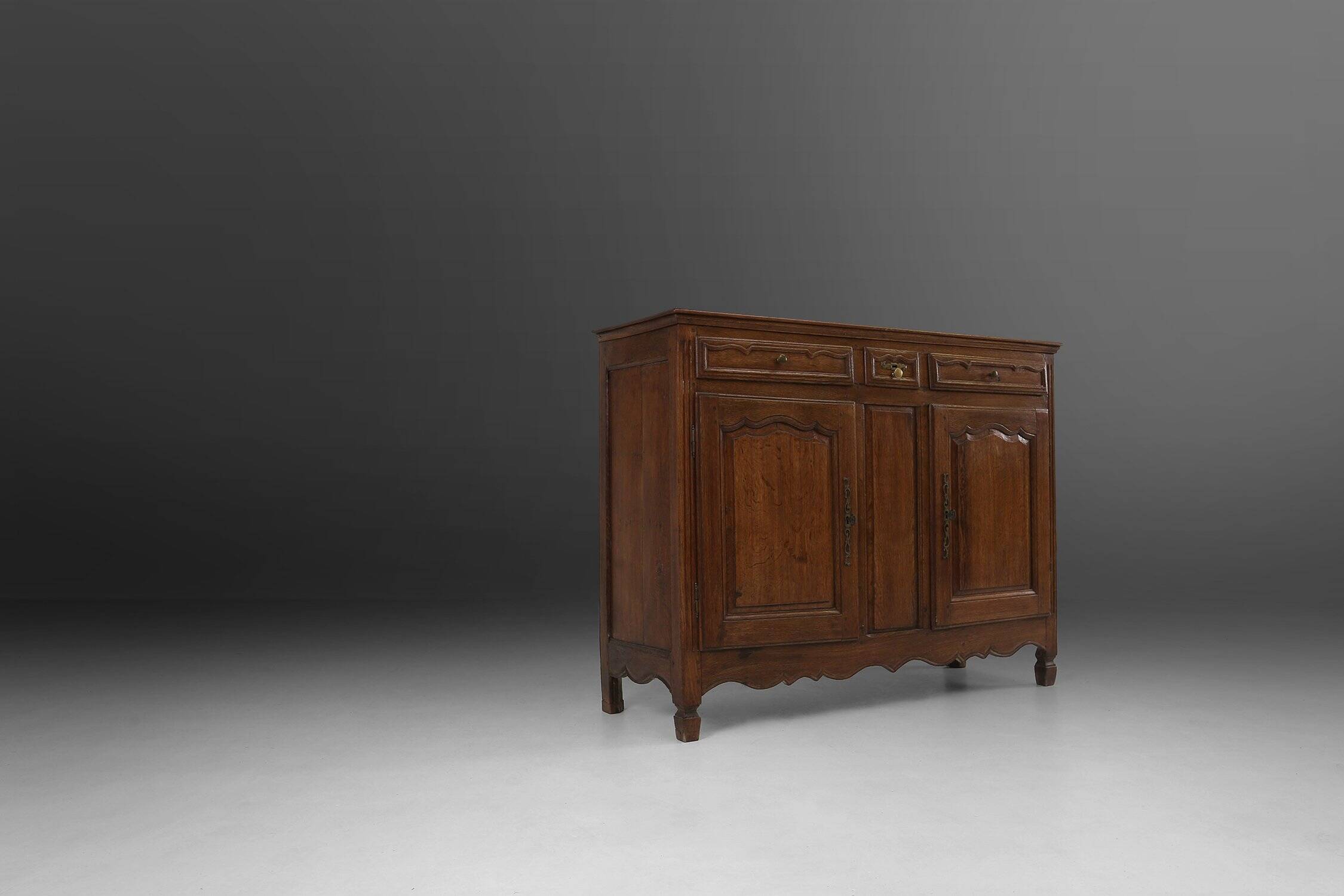 Antique Flemish Solid Oak Cabinet, ca. 1850