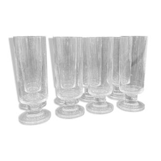 Lot of 8 glass glasses with a big foot